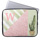 Botanisches Monogramm des modernen Korallengrün Laptopschutzhülle (Vorderseite)