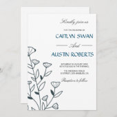 Botanisches Monogramm Einladung (Vorne/Hinten)