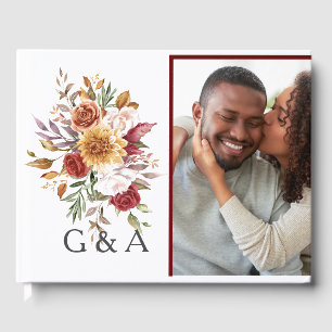 Botanisches Monogramm Fall Watercolor Gästebuch