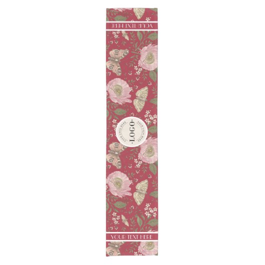 Botanisches Monogramm für die Hochzeitstil-Wildblu Kurzer Tischläufer (Vorderseite)