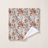 Botanisches Monogramm Grau Brown Beige Leaf Badhandtuch Set (Waschlappen)