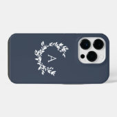 Botanisches Monogramm Initial Navyblau iPhone Hülle (Rückseite (Horizontal))