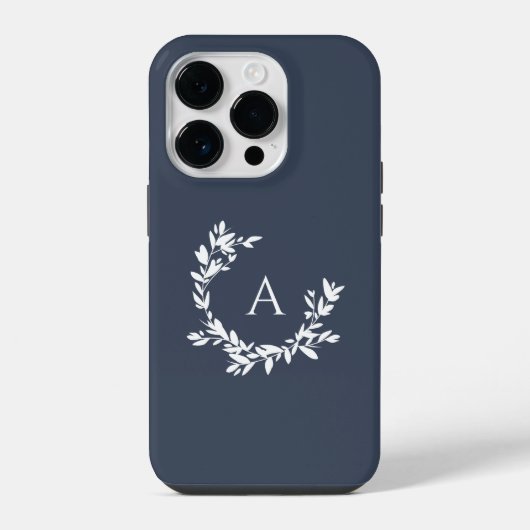 Botanisches Monogramm Initial Navyblau iPhone Hülle (Rückseite)
