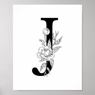 Botanisches Monogramm J. Buchstabeinitiale mit Poster