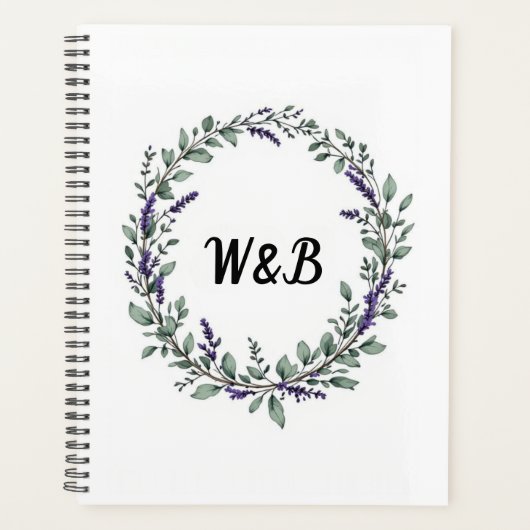 Botanisches Monogramm-Kranz-Notizbuch Planer (Vorderseite)