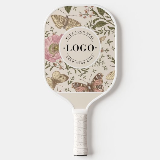 Botanisches Monogramm-Logo der modernen Wildblume Pickleball Schläger (Vorderseite)