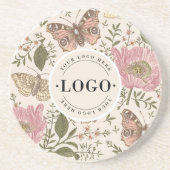 Botanisches Monogramm-Logo für die Wildblume Getränkeuntersetzer (Vorne)