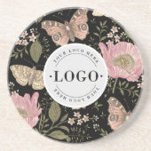 Botanisches Monogramm-Logo für die Wildblume Getränkeuntersetzer (Vorne)