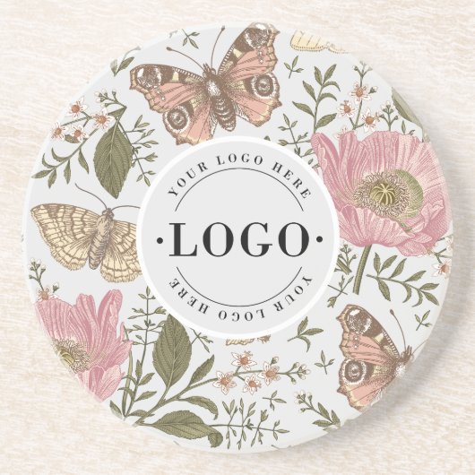 Botanisches Monogramm-Logo für die Wildblume Getränkeuntersetzer (Vorne)