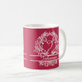 Botanisches Monogramm mit Blumenmuster - Eleganter Kaffeetasse (VorderseiteRechts)