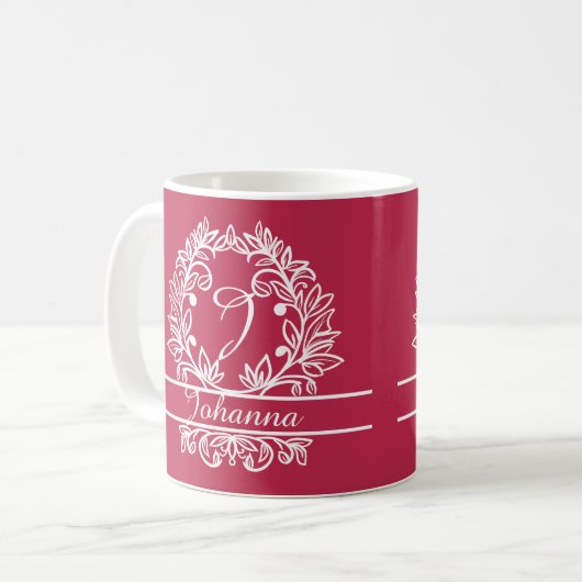 Botanisches Monogramm mit Blumenmuster - Eleganter Kaffeetasse (Vorderseite Links)