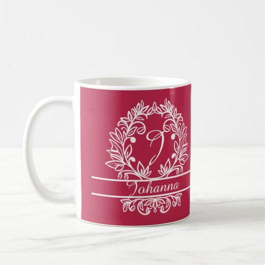 Botanisches Monogramm mit Blumenmuster - Eleganter Kaffeetasse (Links)