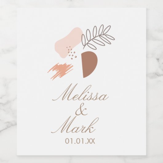 Botanisches Monogramm mit minimaler geometrischer  Weinetikett (Einzelnes Label)