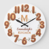 Botanisches Monogramm mit Schokolade Große Wanduhr (Vorderseite)