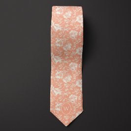 Botanisches Monogramm Peach Krawatte