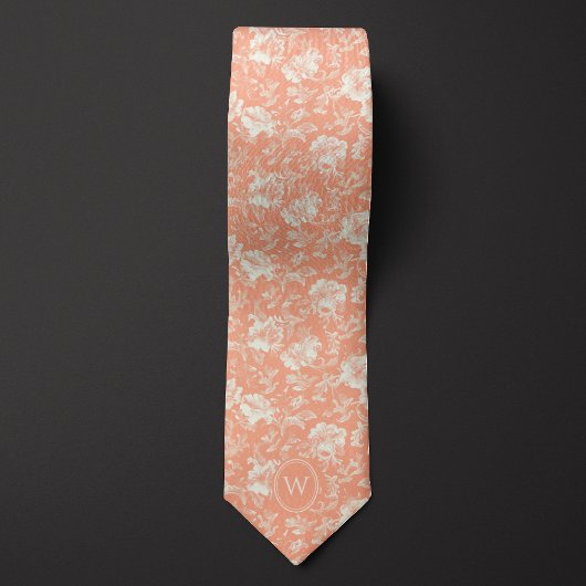 Botanisches Monogramm Peach Krawatte