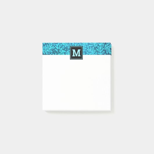 Botanisches Monogramm-Türkisblatt Post-it Klebezettel (Vorderseite)