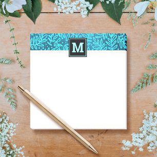 Botanisches Monogramm-Türkisblatt Post-it Klebezettel