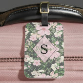 Botanisches Monogramm, Vintag lush pink Gepäckanhänger