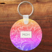 Botanisches Monogramm Vintag Rainbow Floral Schlüsselanhänger (Vorderseite)