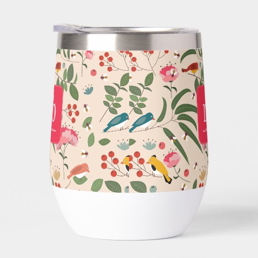 Botanisches Monogramm von handgezogenen Blütenbien (Rechts)