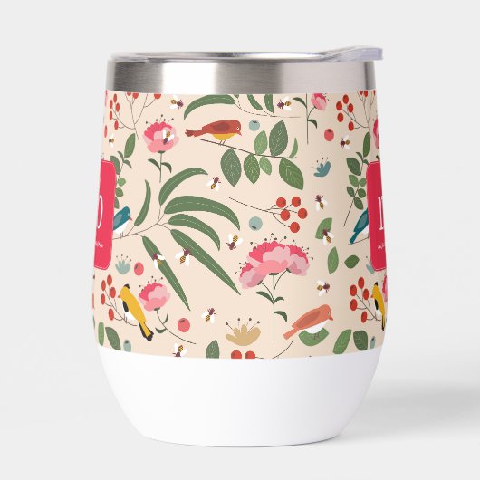 Botanisches Monogramm von handgezogenen Blütenbien (Links)