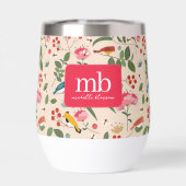 Botanisches Monogramm von handgezogenen Blütenbien (Rückseite)