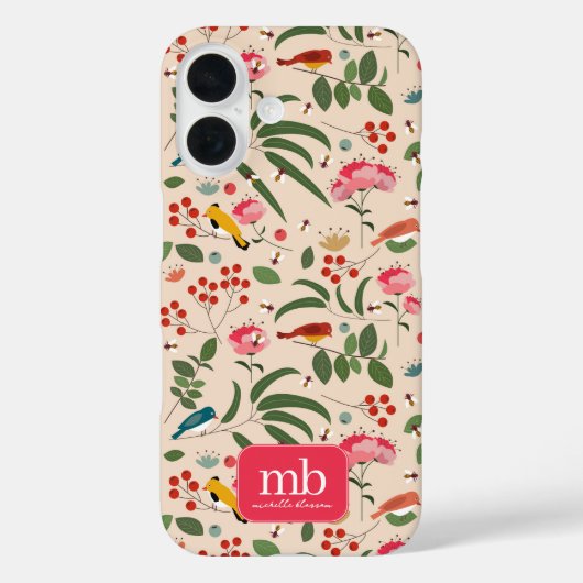 Botanisches Monogramm von handgezogenen Blütenbien Case-Mate iPhone Hülle (Rückseite)