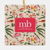 Botanisches Monogramm von handgezogenen Blütenbien Keramikornament (Vorderseite)