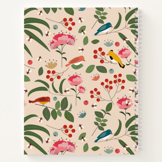 Botanisches Monogramm von handgezogenen Blütenbien Notizblock (Rückseite)