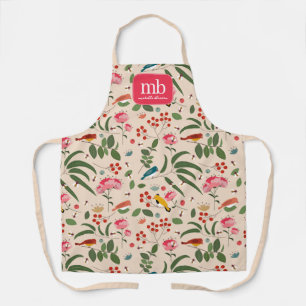 Botanisches Monogramm von handgezogenen Blütenbien Schürze