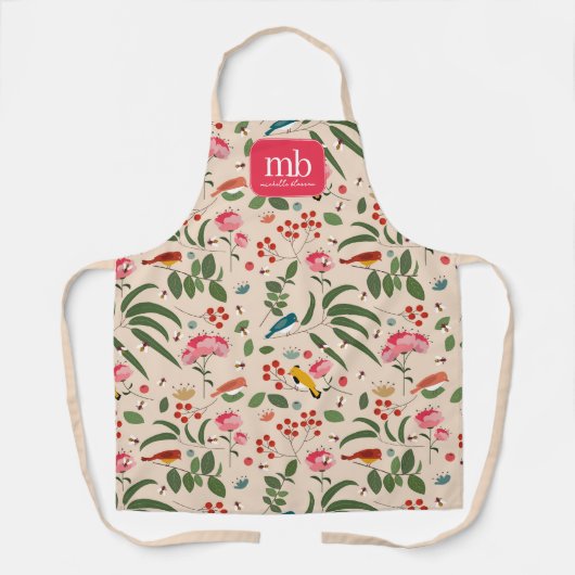 Botanisches Monogramm von handgezogenen Blütenbien Schürze (Vorderseite)