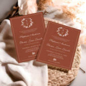 Botanisches Monogramm Wappen Terracotta Wedding Einladung
