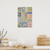 Botanisches Mosaik in Blüte Poster (Küche)