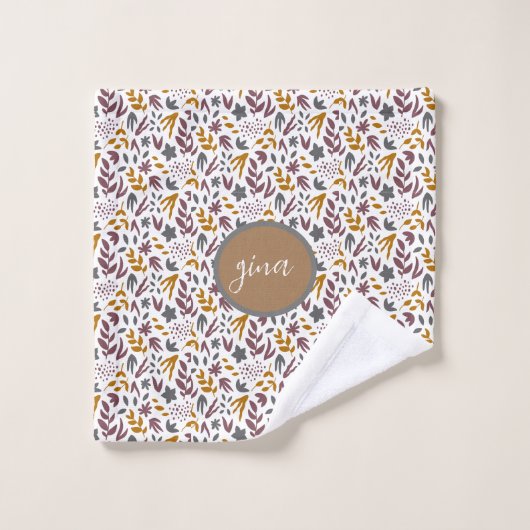 Botanisches Muster anpassen Badhandtuch Set (Waschlappen)