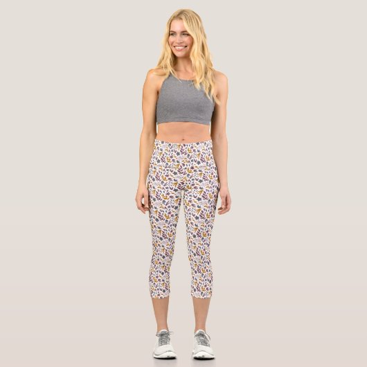 Botanisches Muster anpassen Capri Leggings (Vorderseite)