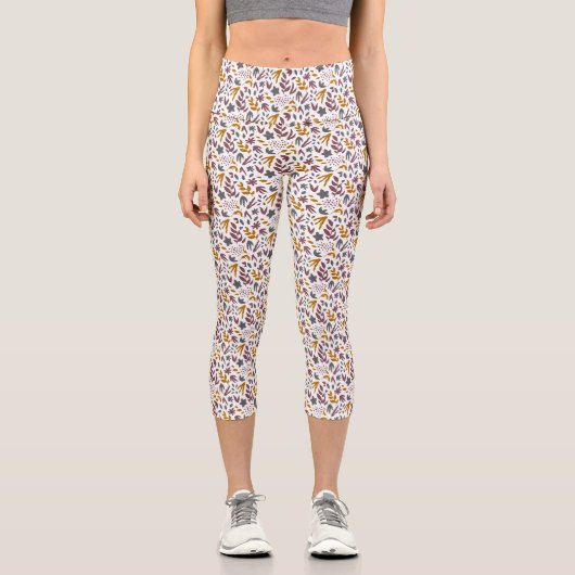 Botanisches Muster anpassen Capri Leggings (Vorderseite)