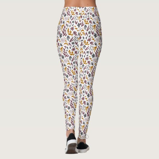 Botanisches Muster anpassen Leggings (Rückseite)