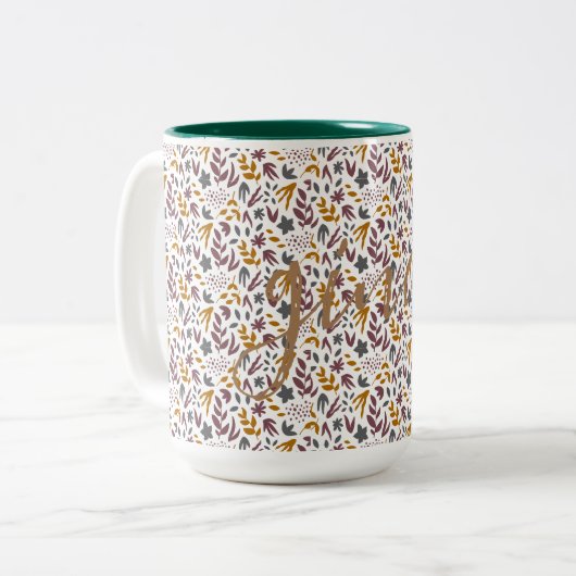 Botanisches Muster anpassen Zweifarbige Tasse (Vorderseite Links)