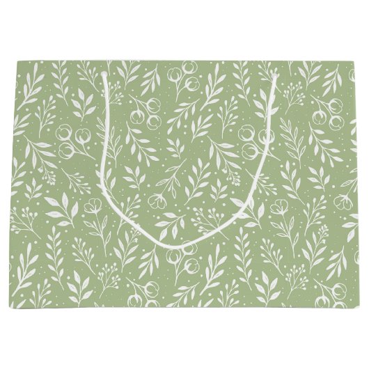 Botanisches Muster-Beutel grün - Große Geschenktas Große Geschenktüte (Vorderseite)