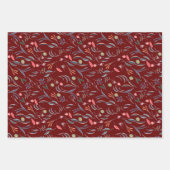 Botanisches Muster blaues Packpapier Geschenkpapier Set (Vorderseite)