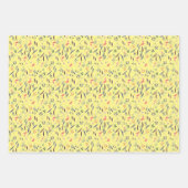 Botanisches Muster, blaugelbes Packpapier Geschenkpapier Set (Vorderseite 2)