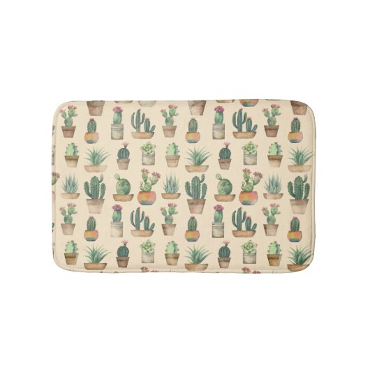 Botanisches Muster Cacti Illustration Badematte (Vorderseite)