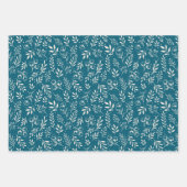 Botanisches Muster Deep Blue - Packpapier-Set Geschenkpapier Set (Vorderseite 2)