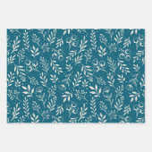 Botanisches Muster Deep Blue - Packpapier-Set Geschenkpapier Set (Vorderseite)