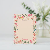 Botanisches Muster der handgezogenen Blütenbienen Dankeskarte (Stehend Vorderseite)