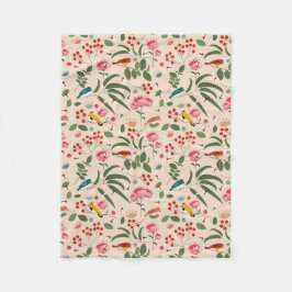 Botanisches Muster der handgezogenen Blütenbienen Fleecedecke