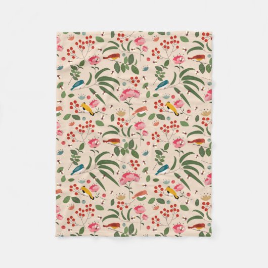 Botanisches Muster der handgezogenen Blütenbienen Fleecedecke (Vorderseite)