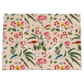 Botanisches Muster der handgezogenen Blütenbienen Große Geschenktüte (Vorderseite)