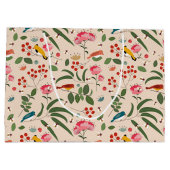 Botanisches Muster der handgezogenen Blütenbienen Große Geschenktüte (Rückseite)